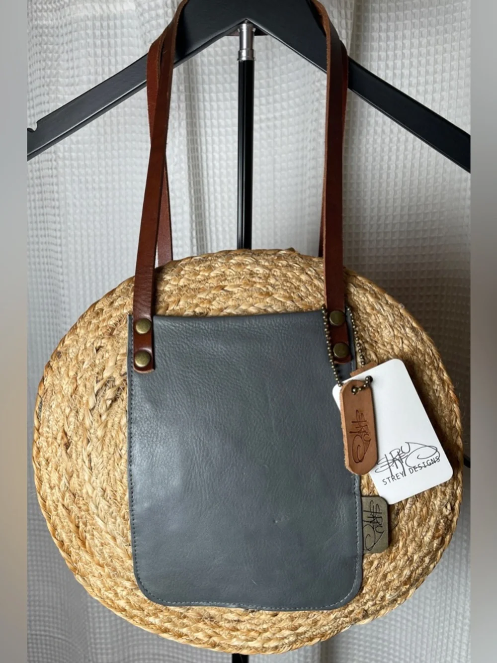 Strey Designs Wicker and leather Circle Bag purse limited edition NWT